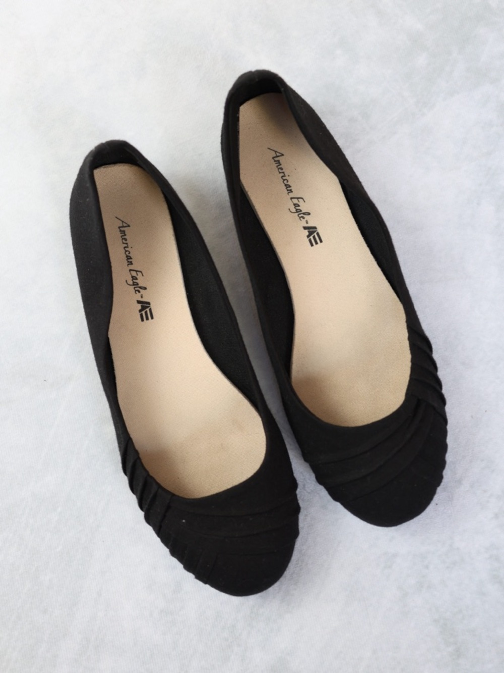American Eagle Outfitters Y2K Black Ballet Flats with Pleated Toe Size 8